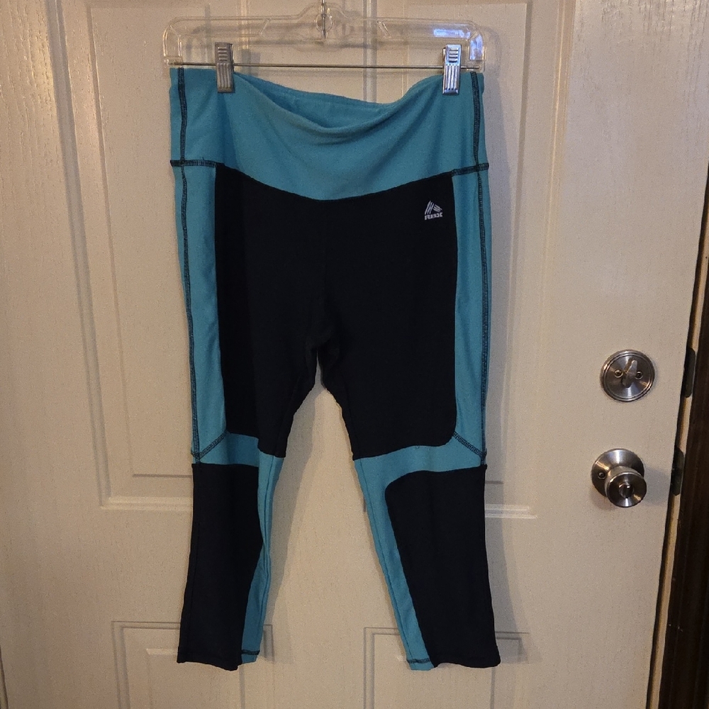 RBX Teal and Black Active Leggings Size Large